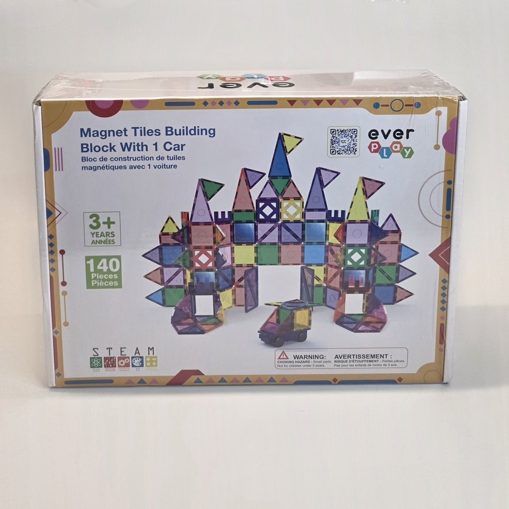 New EverPlay Magnetic Tiles  Kids 140pcs Construction Building Blocks 3D Sealed